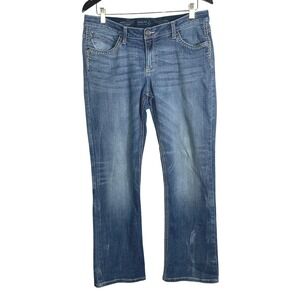 Wrangler Women's Shiloh Jeans 11/12 x 32 Bootcut Mid Rise Embroidered Blue Denim